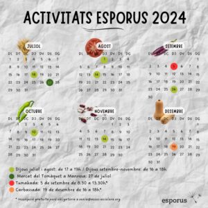 Calendari de les jornades de neteja de llavors Esporus 2024