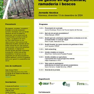 Programa de la jornada de serveis ecosistèmics de l'agricultura, la ramaderia i els boscos