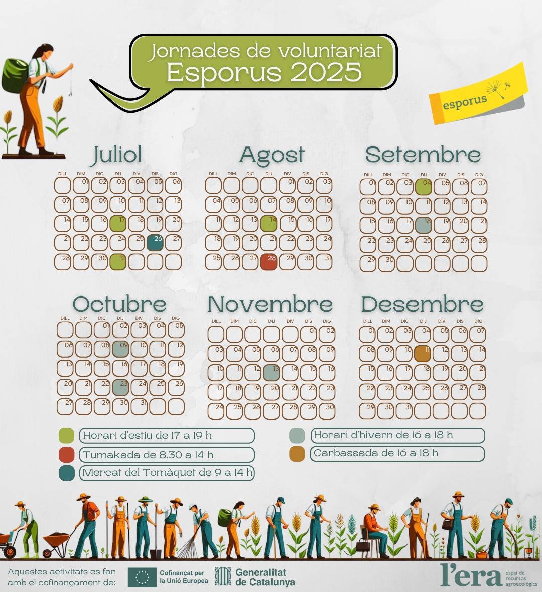 Calendari de les jornades de voluntariat de conservació de varietats locals d'Esporus