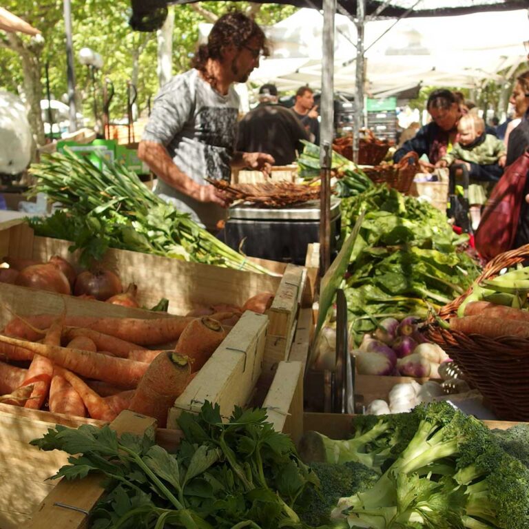 parada al mercat d'aliments bio