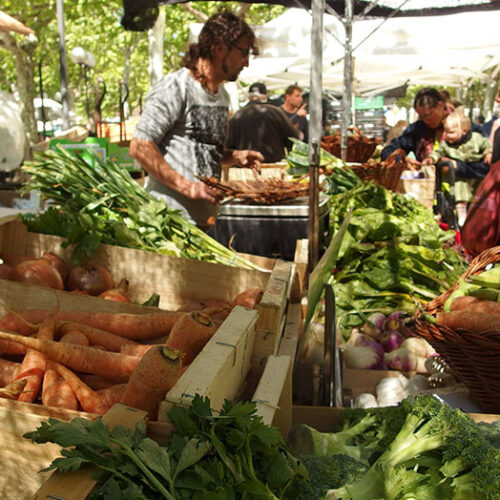 parada al mercat d'aliments bio